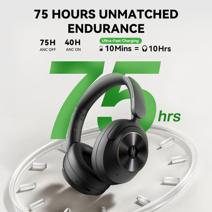 OneOdio Focus A6 Hybrid Active Noise Cancelling Headphones, 75H Playtime, LDAC Hi-Res Lossless Audio, Bluetooth 6.0, Dual Mic ENC Call, Support Wired ANC via USB-C, Wireless Over Ear Headphones