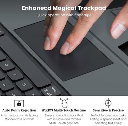 Nillkin Keyboard Case for iPad Air 13-inch (M3 2025/M2 2024), iPad Pro 12.9-inch (6th/5th/4th/3rd Gen) Rugged Case with Detachable Keyboard, Magic Trackpad, 7-Color Backlit, Portrait/Landscape, Black