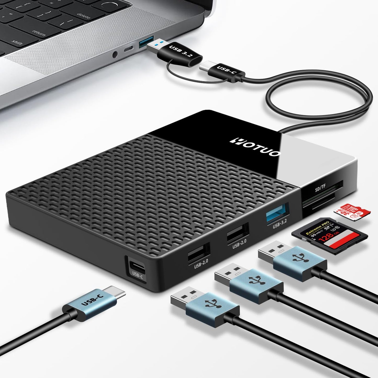 YOTUO Portable 750GB Docking Station External Hard Drive, USB C Multiport Hub HDD 7-in-1, USB 3.0, SD/TF Card Reader, for Windows, Mac, Android, TV, Phone, Laptop, Desktop