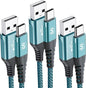 USB C Cable 3.1A Fast Charging [3Pack,10ft+6.6ft+3.3ft], sweguard USB-A to USB-C Charger Nylon Braided Cord for Samsung Galaxy S21 S20 S10 S9 S8 Plus/FE Note 20 10 9 8 7, A71 A51 A32,LG,Moto,PS5-Green