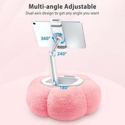 CreaDream Pumpkin Tablet Pillow Stand Holder for Kindle iPad, Adjustable Phone Pillow Stand for Lap Bed with Detachable Snack Bowl, Compatible with 4.7"-13" Tablet, iPad, iPhone, Samsung Tabs, Kindle