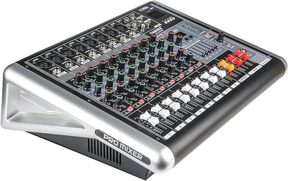 Mixers Audio 8 Channel Mixer Power Mixer Amplifier 2 * 300 Watt Output Dj Mixer Board with 16 Kinds of DSP Reverb Sound Mixers for Speakers