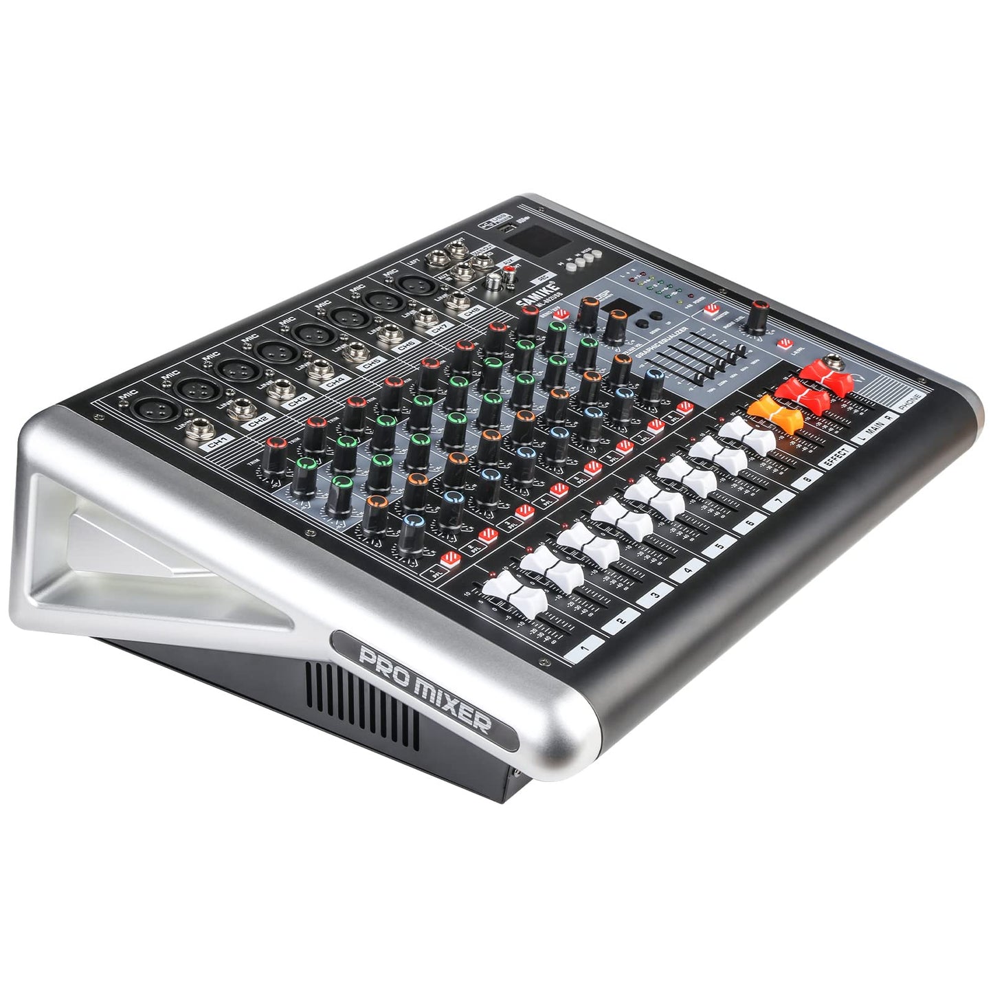 Mixers Audio 8 Channel Mixer Power Mixer Amplifier 2 * 300 Watt Output Dj Mixer Board with 16 Kinds of DSP Reverb Sound Mixers for Speakers