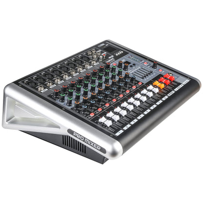 Mixers Audio 8 Channel Mixer Power Mixer Amplifier 2 * 300 Watt Output Dj Mixer Board with 16 Kinds of DSP Reverb Sound Mixers for Speakers