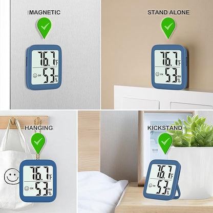Antonki 2 Pack Room Thermometer for Home, Indoor Hygrometer Humidity Meter Gauge, Digital Temperature and Humidity Sensor Monitor for House, Terrarium, Incubator, Greenhouse - Battery Included