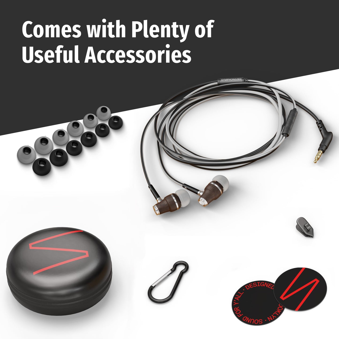 Symphonized Wired Earbuds 3.5mm Jack – Wooden Earphones with Mic & Volume Control, Plug In Ear Headphones Wire, Corded Ear Buds Wired Earbuds with Microphone for Computer, Laptop & Phone with Aux Cord