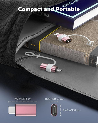 MoKo Lightning to USB C Adapter 2Pack, NOT for Lightning Earbuds/Headphones/OTG, USB-C to Lightning Adapter for iPhone Air 17 16 15 Pro Max Plus,iPad Pro/Air,Galaxy,ONLY for Charging/Data Sync, Pink