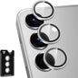 for Samsung Galaxy S25 Camera Lens Protector, Individual Metal Ring Tempered Glass Lens Cover, [Strong Adsorption] Scratch Resistant Ultra-Thin HD Clear Lens Cover, 1 Set-Silvery