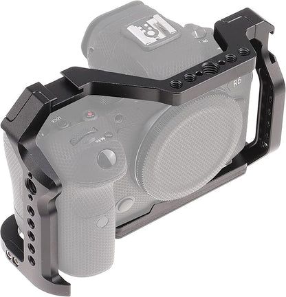 Hersmay R5 R6 Cage with Top Handle,Aluminium Alloy Camera Cage for Canon EOS R5 R6 Mirrorless Cameras, Vlogging Video Shooting Filmmaking Rig Stabilizer with 1/4" Mounting and 3/8" Arri Locating Hole
