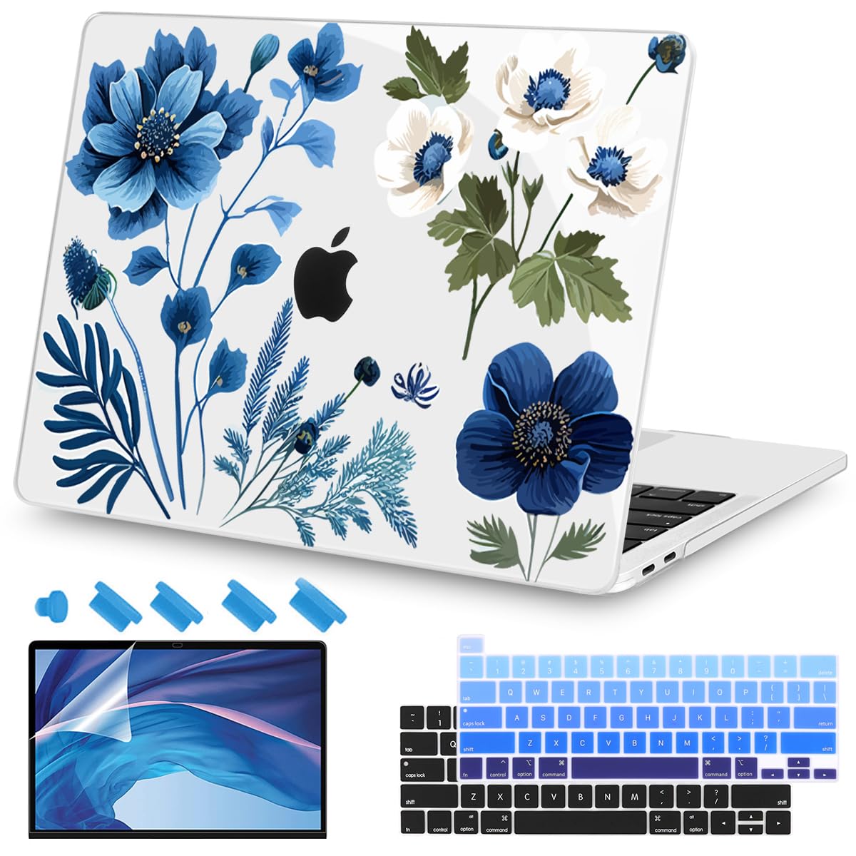 Teryeefi for MacBook Pro 13 inch Case M2 M1 2022 2020 2019-2016 Model A2338 A2289 A2251 A2159 A1989 A1706 with Touch Bar, Hard Shell Case & Keyboard Cover & Screen Protector, Green Leaf