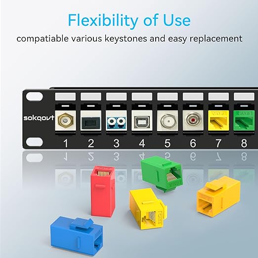 12 Port Mini Blank Keystone Patch Panel with Snap-in Design, Cat6 Network Patch Panel 1U 10 inch, Rack Mount Ethernet Patch Panel (for Slim Keystone Only)