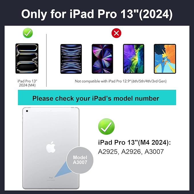 iPad Pro 13 inch Case with Keyboard (M5 2025, M4 2024), Flex Magnetic Detachable Backlit Keyboard Case, Larger Multi-Trackpad, Landscape/Portrait, 160° Adjustable Stand, Slim Protective Case (Black)