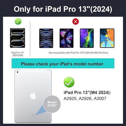 iPad Pro 13 inch Case with Keyboard (M5 2025, M4 2024), Flex Magnetic Detachable Backlit Keyboard Case, Larger Multi-Trackpad, Landscape/Portrait, 160° Adjustable Stand, Slim Protective Case (Black)