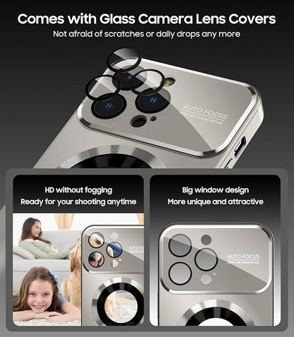 Magnetic for iPhone 12 Pro Case, Compatible with MagSafe, Built-in Camera Lens Protector, Logo View, Military Grade Drop Proof Phone Case Cover, Titanium Gray