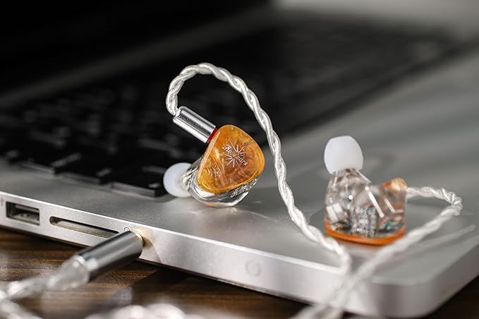 Linsoul Kiwi Ears Orchestra Lite Performance Custom 8BA in-Ear Monitor IEM with Detachable 4-core 7N Oxygen-Free Copper OFC Cable, Handcrafts Faceplate for Audiophile Studio Musician (Orange)