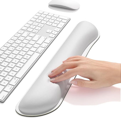 Dapesuom Enlarge Keyboard Wrist Rest, Cute Memory Foam Keyboard Wrist Cushion for Computer Desk Mats Support, Typing Pain Relief Ergonomic Mouse Pad Rests with Non-Slip Base for Gaming, Laptop, White