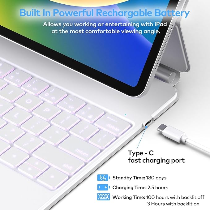 Keyboard Case for iPad Air 11-inch (M3 2025 / M2 2024) & iPad Pro 11 inch(1st/2nd/3rd/4th Generation) – Magic-Style Magnetic Keyboard Case with Multi-Touch Trackpad for 10.9” iPad Air 4th/5th Gen.