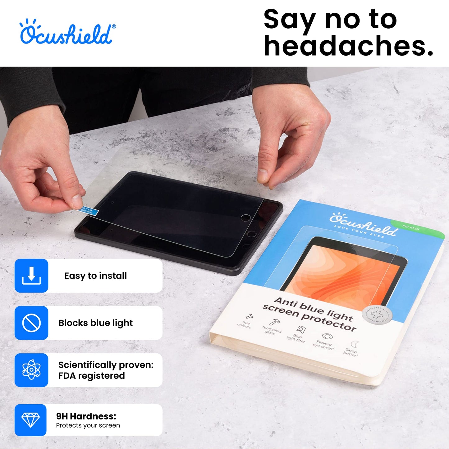 Ocushield Anti Blue Light Screen Protector for Apple iPad Pro 10.5" (2nd Gen, 2017)/iPad Air 3 (2019) - Blue Light Filter for iPad - Eye Protection - Accredited Medical Device - Anti-Glare