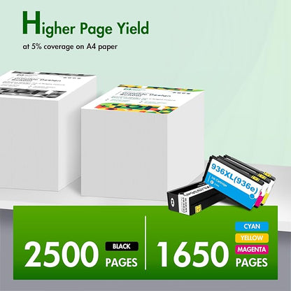 936XL 936 9125e Ink Cartridges Combo Pack: Replacement for HP 936e Ink 936XL Black and 936 Color Combo Pack for HP OfficeJet Pro 9120e 9730e 9130 9135e 9122e 9128e 9110b 9120b 9130b 9130e Printer