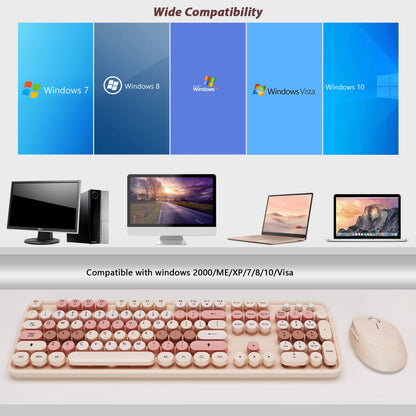 Wireless Keyboard and Mouse Cute Retro Typewriter for PC