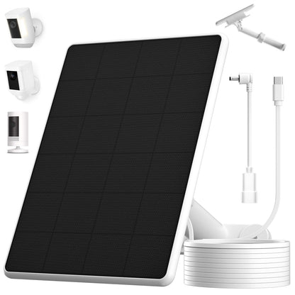 6W Solar Panel for Ring Spotlight Cam Battery & Stick Up Cam Battery, High-Efficiency Solar Charger with 360° Adjustable Retractable Bracket & 10ft Cable