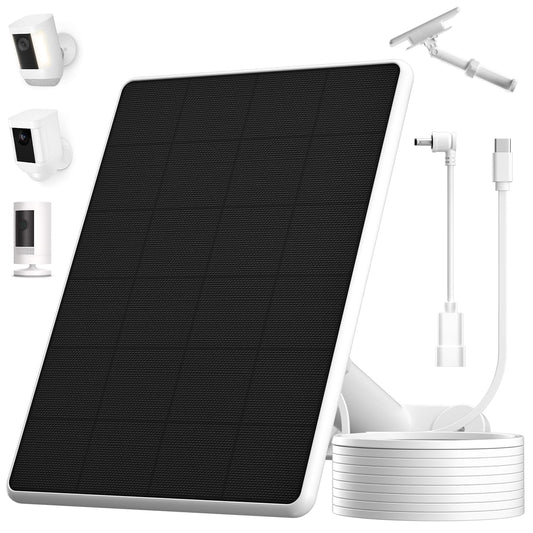 6W Solar Panel for Ring Spotlight Cam Battery & Stick Up Cam Battery, High-Efficiency Solar Charger with 360° Adjustable Retractable Bracket & 10ft Cable