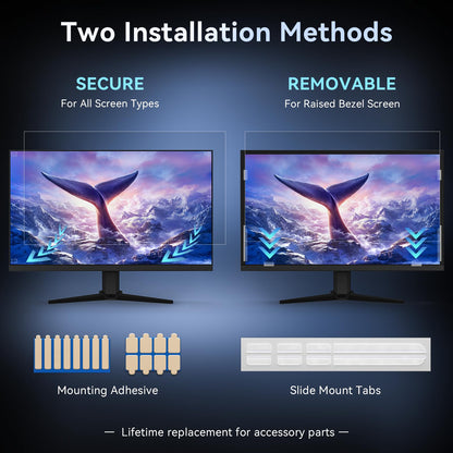 [2-Pack] 25 Inch Computer Privacy Screen Filter for 16:9 Widescreen Monitor, Removable Eye Protection Anti Glare Blue Light Filter Privacy Shield, Anti Scratch Anti Spy Screen Protector Film 25 In