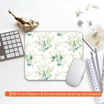 Armanza Square Mouse Pad Pretty Leaves, Personalized Premium-Textured Custom Mouse Mat Design, Washable Mousepad Cloth, Non-Slip Rubber Base Computer Mouse Pads for Wireless Mouse