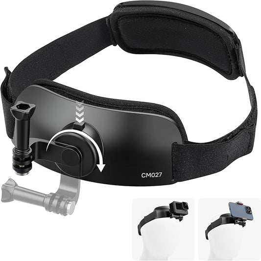 ULANZI CM027 Camera Head Strap Mount Support Vertical Shots for GoPro Hero 13 12 11 10 9 8 7 6 5 4 Session 3+ 3 2 1 Max, DJI Osmo Action, Insta360, Action Cameras Head Mounted