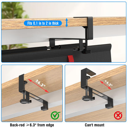 WISUGASO Under Desk Cable Management Tray for Table, No Drill 36" Cord Organizer with Cable Loop, Upgraded Oxford Fabric Wire Management for Office, Home - No Damage to Table
