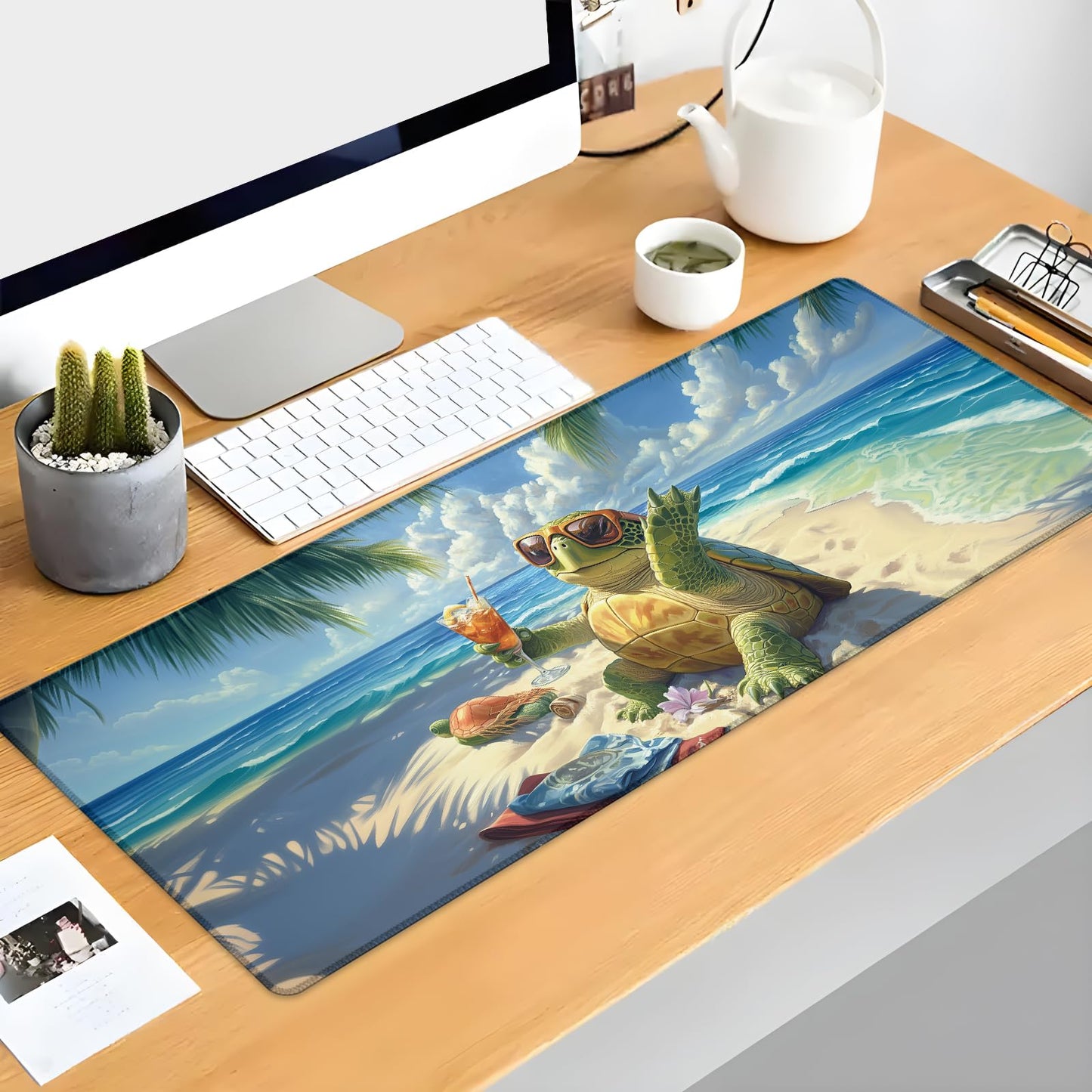 Kibue Turtle Gaming Mouse Pad Extended Desk Computer Keyboard Laptop Mouse Pads for Gaming Home Office Work, Large Long Desk Mat Mousepad with Non-Slip Rubber Base 31.5×11.8inch(17)