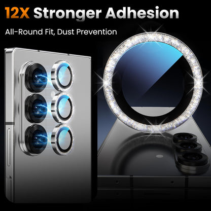 YWXTW for Samsung Galaxy Z Fold 7 Camera Lens Protector,[12X Stronger Adhesion] Individual Anti Scratch Metal Ring Tempered Glass Camera Screen Protector for Z Fold 7 Accessories 2025 (Glitter Silver)