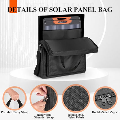 Bag for Portable Solar Panel 100w 200w,Waterproof Solar Panel Carrying Case Compatible with Jackery Solarsaga,Padded Travel Solar Protector Case with Accessory Pocket