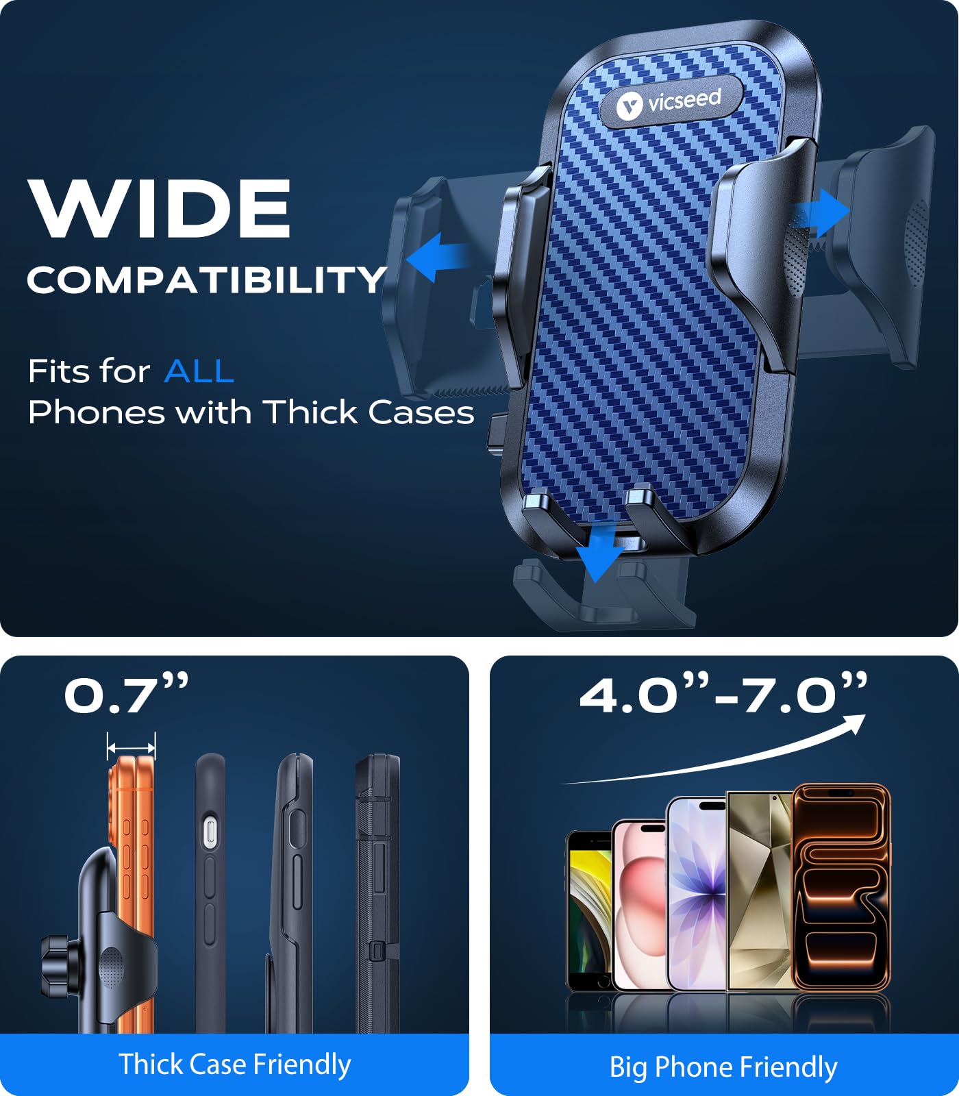 VICSEED Upgraded [Racing-Grade Steady] Phone Holders for Your Car Dark Blue