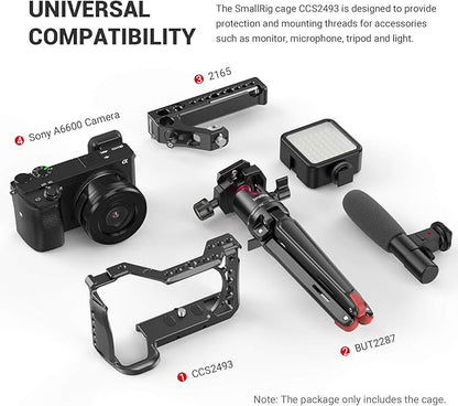 SMALLRIG Cage for Sony Alpha A6600/ILCE 6600 Mirrorless Camera with Cold Shoe Mounts - CCS2493
