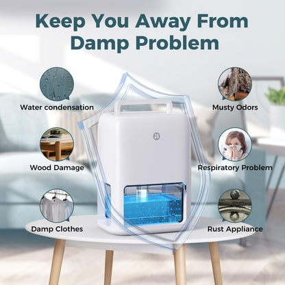 60 OZ Dehumidifiers for Home, Dual-Semiconductor Quiet Dehumidifier with Timer Sleep Mode Auto-Off 7 Colors Light Portable Small Dehumidifiers for Bathroom, Cloakroom, RV
