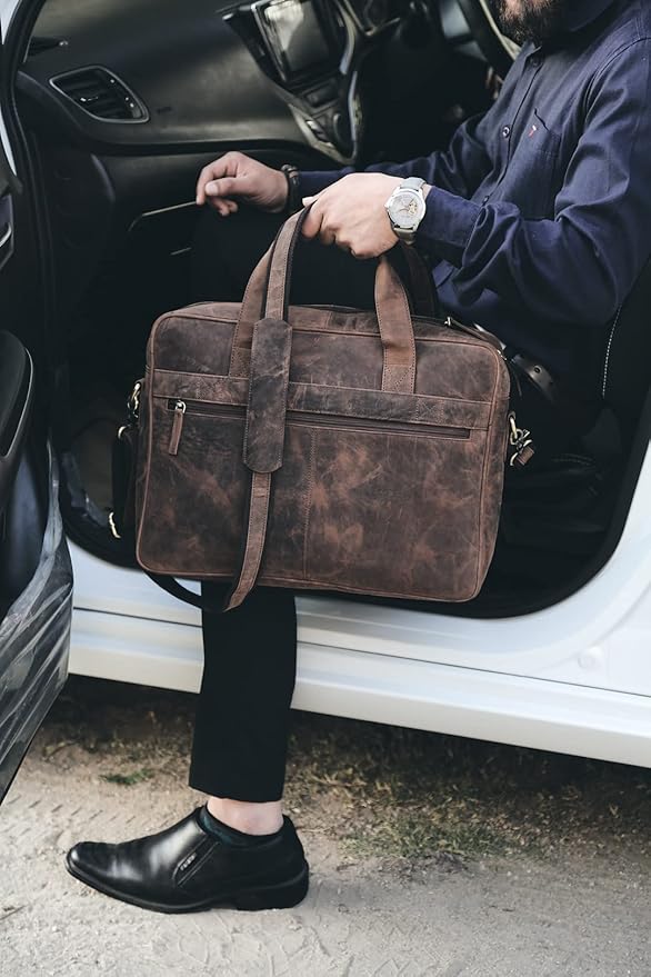 Leather briefcases Laptop Messenger Bags Best Office School College Satchel Bag for Men and Women