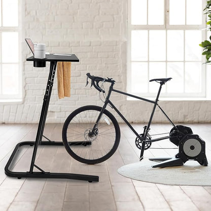 Ikkle Adjustable Bike Trainer Desk, Workstation Standing Desk for Treadmill Cycling, Cycle Trainer Stand Table for Indoor Workstation (Black)