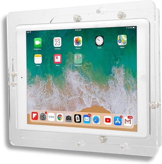 TABcare Anti-Theft Acrylic VESA Enclosure for Apple iPad mini 6 8.3" 2021 with Free Wall Mount Kit & 90-Degree Angle USB C Charge Cable (iPad mini 6 8.3", Red)
