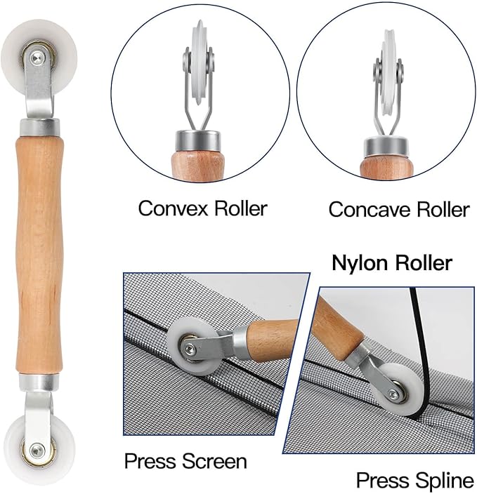 Screen Door Mesh Replacement Kit with All Tools Include Window Screens Mesh 48"x117", Screen Roller, Screen Spline, Spline Hook, Yolovit