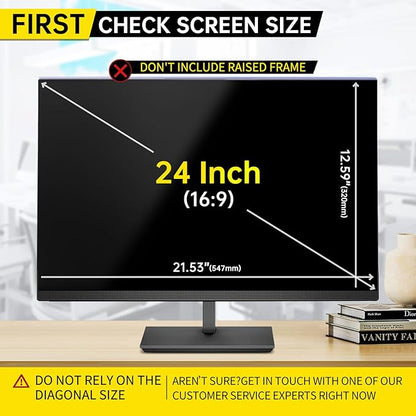 [2-Pack 24 Inch Computer Privacy Screen Filter for 16:9 Monitor, Anti-Blue Light, Anti-UV,Blue Light Blocking Removable Privacy Protector Shield Fits 23.6", 23.8", 24" Monitors