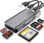 5-in-1 Multi Memory Card Reader,Aluminum SD/TF/CF/MS/M2/Micro SD Card Reader Adapter for i-Phone/i-Pad USB C and USB A Devices,No Application Required Plug and Play