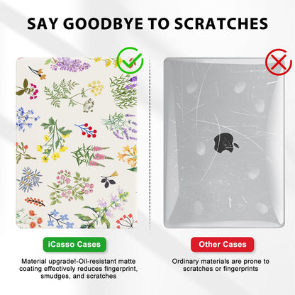 iCasso MacBook Air 13 Inch Case M1 2020 A2337 Elegant Floral White