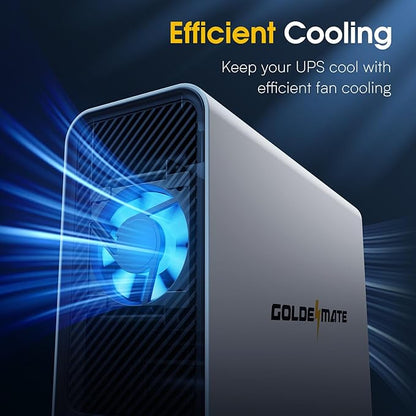 GOLDENMATE 1000VA/800W Lithium UPS Battery Backup and Surge Protector, Sinewave UPS System with LiFePO4 Battery(230.4 Wh), 2025 Upgraded Pro Ver. with Communication Port, 8 Outlets, LCD Display, White