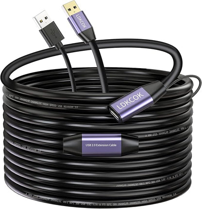 LDKCOK USB 2.0 Type A Male to A Female Active Repeater Extension Cable 50ft, High Speed 480 Mbps