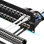 Rapink 48 Port Cat7 Patch Panel with Inline Keystone 10G Support, 19-Inch STP Shielded Coupler, 2U Network Patch Panel for Cat7, Cat6, Cat6A, Cat5e Cabling