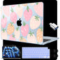 MEEgoodo for M5/M4/M3/M2 MacBook Air 15 inch Case 2026 2025 2024 2023, Case Fit Model (A3448/A3241/A3114/A2941) for MacBook Air 15.3 inch, Gold Flowers Lilies