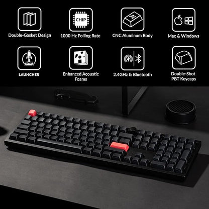 Keychron Q6 Max QMK/Launcher Wireless Bluetooth/2.4 GHz/USB-C Wired Custom Mechanical Keyboard, Full Size Programmable Knob RGB Backlit Hot-Swappable Gateron Red Switch for Mac Windows Linux - Black