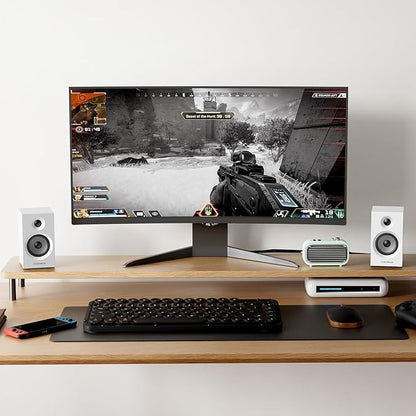 BT16 Active Bookshelf Speakers 3.5" Woofer with 1" Tweeter, 60W RMS-Bluetooth 5.3, Built-in 24bit DAC USB Dynamic 3D 2.0 Surround Sound, Computer Gaming PC Speakers - White