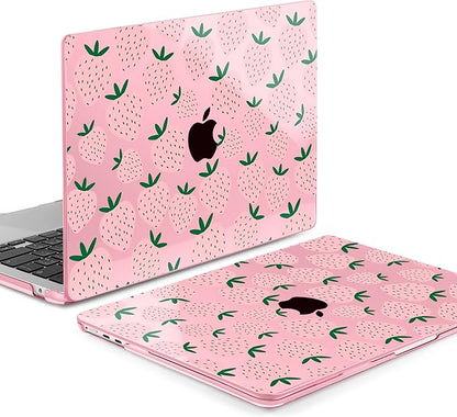MEEgoodo Case for M4/M3/M2 MacBook Air 13.6 inch Case 2025 2024 2022, Fit Model A3240/A3113/A2681, Laptop Hard Shell with Keyboard Cover Compatible with MacBook Air 13 inch, Minimalist Strawberry